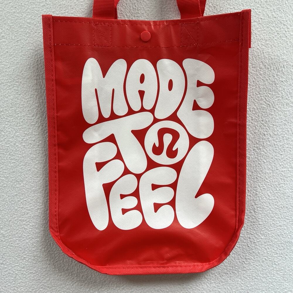 Lululemon Red Made To Feel 2026 Small Reusable Snap Tote Bag Gym Shopping Lunch
